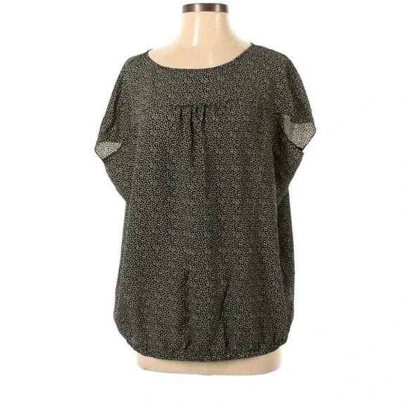 LOFT Heart Print Blouse Short Cap Sleeve - Picture 1 of 3